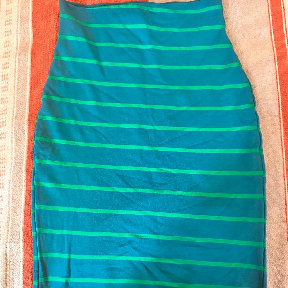 Butter by Nadia Striped Mini Skirt Blue Green One Size